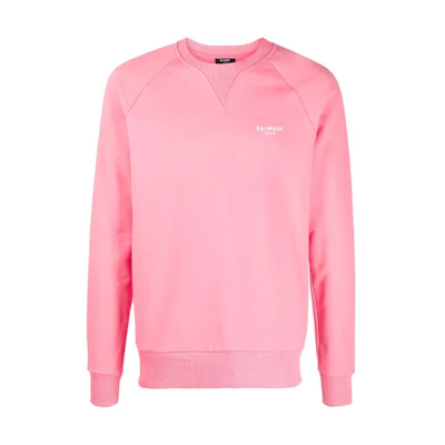 Balmain SS22 Pink Logo Print Crewneck Long Sleeve Sweatshirt () XH1JQ005BB04-OCO