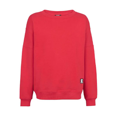 Balmain SS22 Red Ribbed Sleeve Crewneck Sweatshirt Long Sleeve XH0JS047BB16MBD