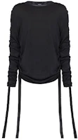 Balmain SS22 Side-Drape Crewneck Pullover Sweatshirt Black XH0AR056KB680PA Balmain SS22 Side-Drape Crewneck Pullover Sweatshirt Black XH0AR056KB680PA