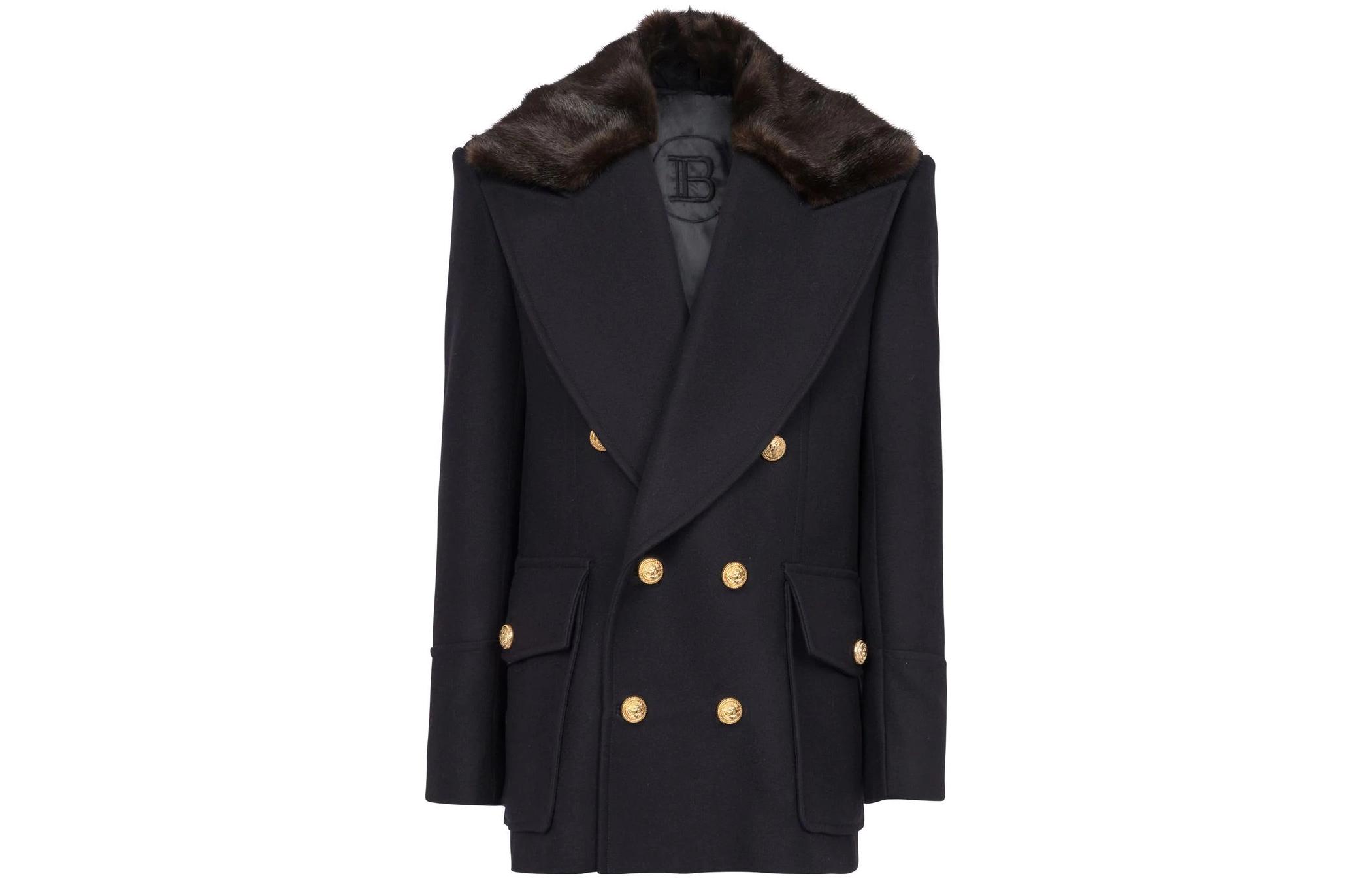 Balmain SS22 Slim-Fit Double-Breasted Jacket Blue Long Sleeve Blazer YU1UA075MB536UB