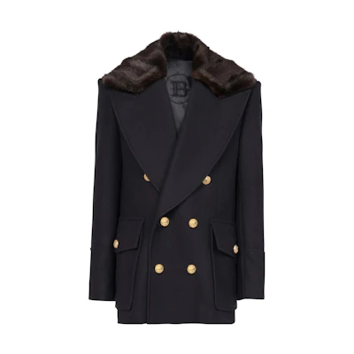 Balmain SS22 Slim-Fit Double-Breasted Jacket Blue Long Sleeve Blazer YU1UA075MB536UB