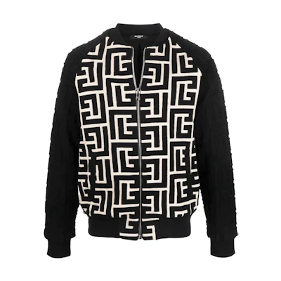Balmain SS22 Striped Bomber Jacket Men’s Black XH1TF109BB08-GFE