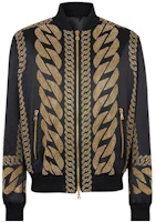 Balmain SS22 Studded Satin Chain Bomber Jacket Black XH0TF000PB16EAD Balmain SS22 Studded Satin Chain Bomber Jacket Black XH0TF000PB16EAD