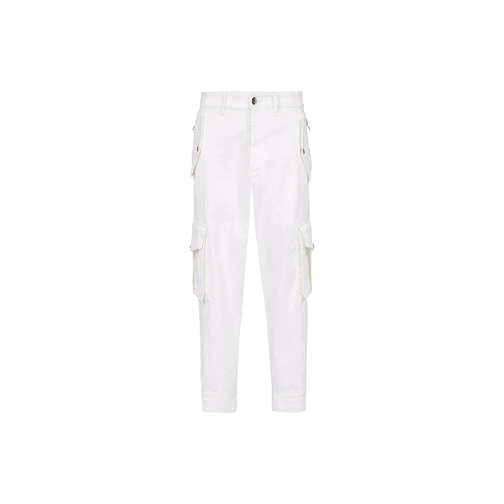 BALMAIN SS22 Tapered Cargo Denim Pants White Men. XH0MH105DC10-0FA