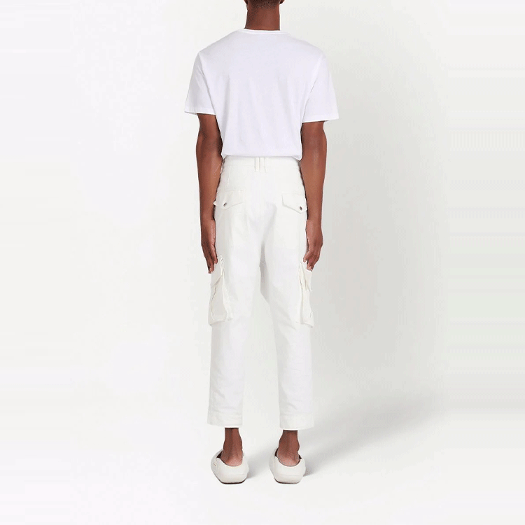 Shop バルマン SS22 テーパード カーゴ デニムパンツ ホワイト メンズ XH0MH105DC10-0FA