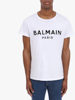 Cheap BALMAIN SS22 白色字母Logo印花男士圓領T恤 XH1EF000BB23-GAB