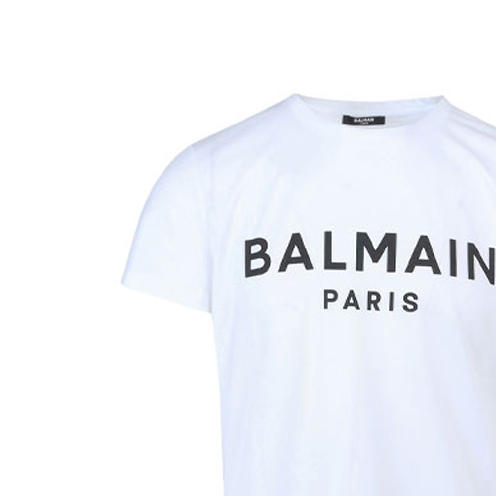 BALMAIN SS22 White Letter Logo Print Crew Neck T-Shirt for Men XH1EF000BB23-GAB 圖 9