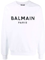 BALMAIN SS22 White Logo Print Crewneck Long Sleeve Sweatshirt YH1JQ005BB65-GAB BALMAIN SS22 White Logo Print Crewneck Long Sleeve Sweatshirt YH1JQ005BB65-GAB