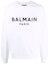 Buy BALMAIN SS22 White Logo Print Crewneck Long Sleeve Sweatshirt YH1JQ005BB65-GAB