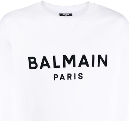 BALMAIN SS22 White Logo Print Crewneck Long Sleeve Sweatshirt YH1JQ005BB65-GAB Details for BALMAIN SS22 White Logo Print Crewneck Long Sleeve Sweatshirt YH1JQ005BB65-GAB