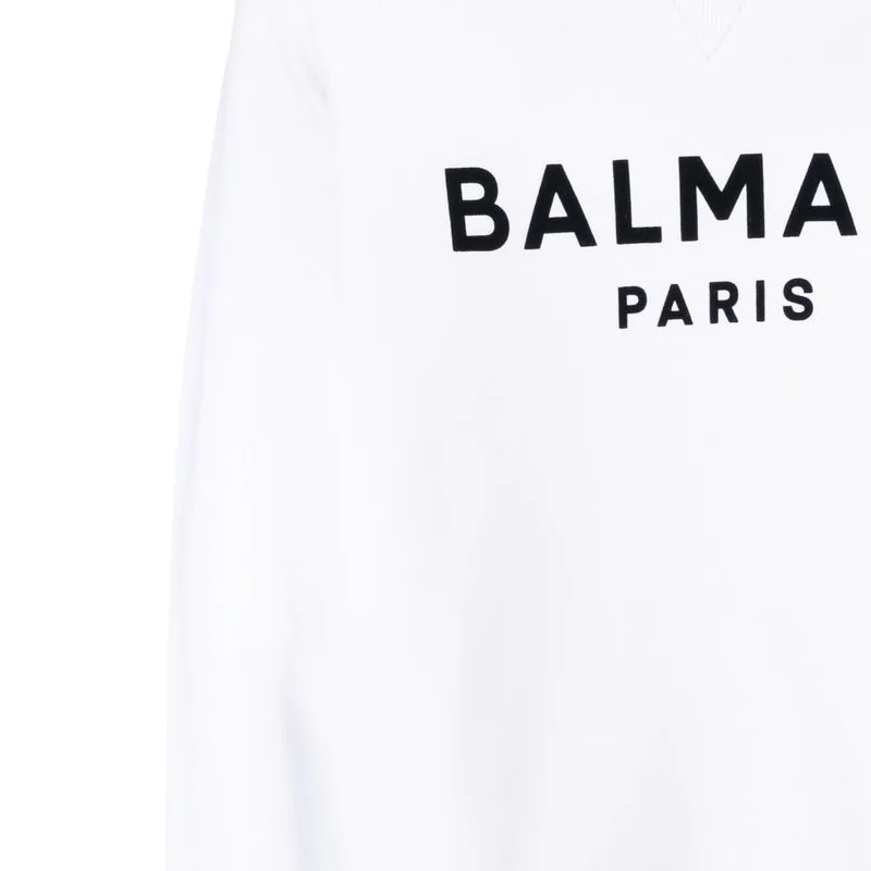 Sizing BALMAIN SS22 White Logo Print Crewneck Long Sleeve Sweatshirt YH1JQ005BB65-GAB