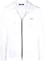 Balmain SS22 White Logo Print Zip-Up Hoodie for Men XH1JX000BB04GAB Balmain SS22 White Logo Print Zip-Up Hoodie for Men XH1JX000BB04GAB