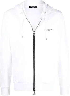 Balmain SS22 Hoodie Putih Logo Print dengan Resleting untuk Pria XH1JX000BB04GAB Buy Balmain SS22 Hoodie Putih Logo Print dengan Resleting untuk Pria XH1JX000BB04GAB