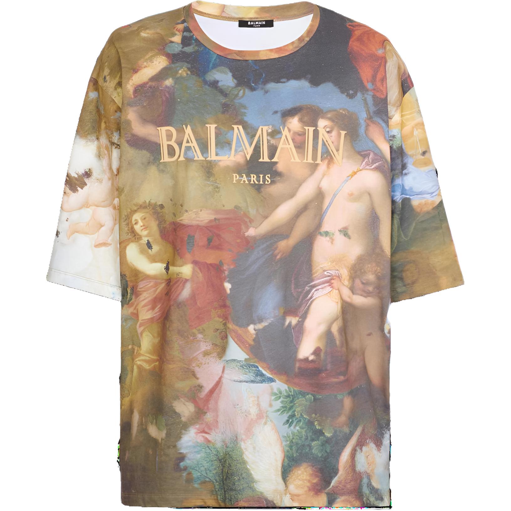 BALMAIN SS23  All-Over Print Crew Neck Short Sleeve T-Shirt AH0EH015GD02AAA