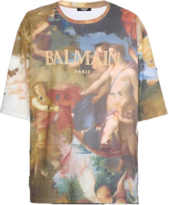 BALMAIN SS23 Kemeja-T Lengan Pendek Cetakan Penuh Leher Bulat. AH0EH015GD02AAA Buy BALMAIN SS23 Kemeja-T Lengan Pendek Cetakan Penuh Leher Bulat. AH0EH015GD02AAA