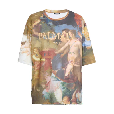 BALMAIN SS23 All-Over Print Crew Neck Short Sleeve T-Shirt AH0EH015GD02AAA