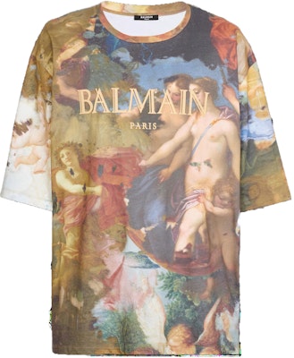 BALMAIN SS23 Kemeja-T Lengan Pendek Cetakan Penuh Leher Bulat. AH0EH015GD02AAA Order BALMAIN SS23 Kemeja-T Lengan Pendek Cetakan Penuh Leher Bulat. AH0EH015GD02AAA