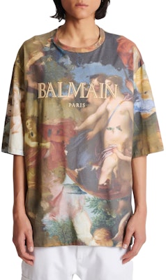 BALMAIN SS23 Kemeja-T Lengan Pendek Cetakan Penuh Leher Bulat. AH0EH015GD02AAA Purchase BALMAIN SS23 Kemeja-T Lengan Pendek Cetakan Penuh Leher Bulat. AH0EH015GD02AAA