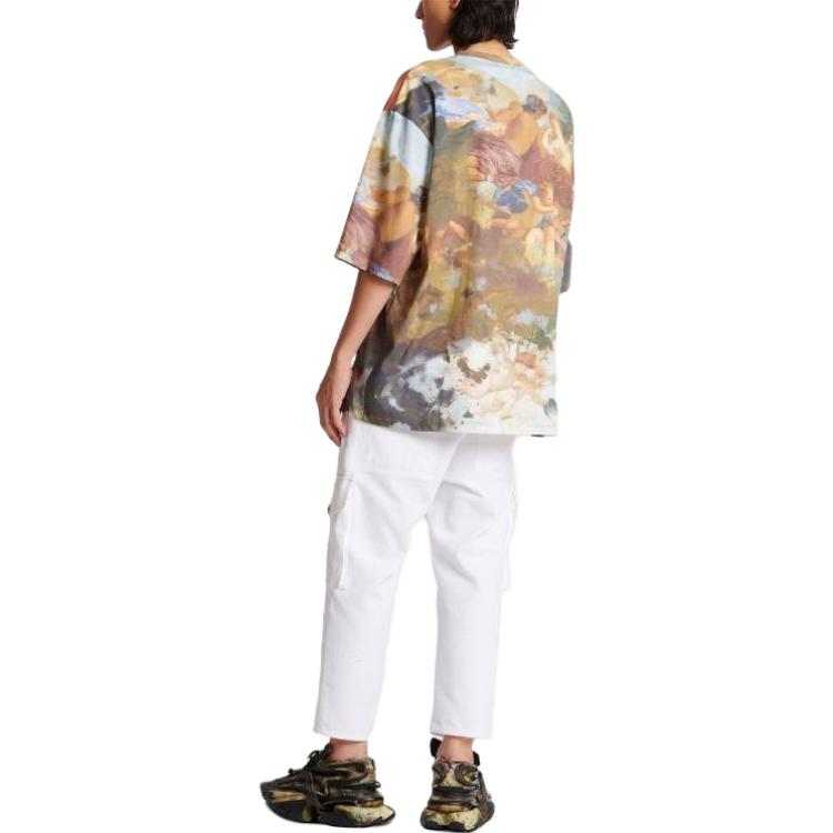 Details for BALMAIN SS23 Kemeja-T Lengan Pendek Cetakan Penuh Leher Bulat. AH0EH015GD02AAA