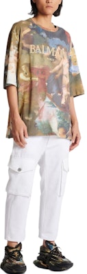 BALMAIN SS23 Kemeja-T Lengan Pendek Cetakan Penuh Leher Bulat. AH0EH015GD02AAA Sizing BALMAIN SS23 Kemeja-T Lengan Pendek Cetakan Penuh Leher Bulat. AH0EH015GD02AAA