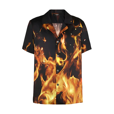 BALMAIN SS23 Black Contrast Pattern Button-Up Short Sleeve Shirt. AH0HN013XF57-EHI