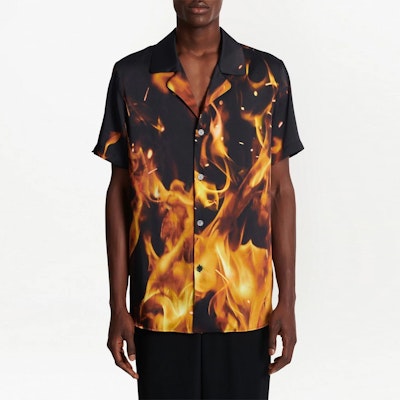 BALMAIN SS23 Black Contrast Pattern Button-Up Short Sleeve Shirt. AH0HN013XF57-EHI Purchase BALMAIN SS23 Black Contrast Pattern Button-Up Short Sleeve Shirt. AH0HN013XF57-EHI