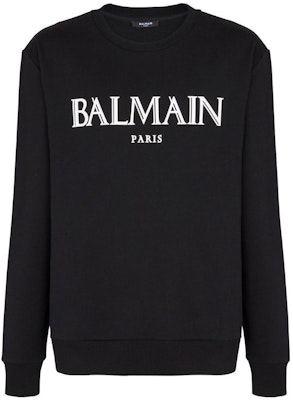 BALMAIN SS23 Sweatshirt Hitam Crewneck dengan Cetak Logo. AH0JS001BC27-EAB Order BALMAIN SS23 Sweatshirt Hitam Crewneck dengan Cetak Logo. AH0JS001BC27-EAB