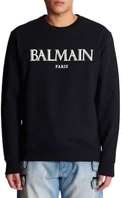 BALMAIN SS23 Sweatshirt Hitam Crewneck dengan Cetak Logo. AH0JS001BC27-EAB Lookbook BALMAIN SS23 Sweatshirt Hitam Crewneck dengan Cetak Logo. AH0JS001BC27-EAB