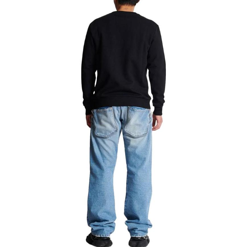 Shop BALMAIN SS23 Sweatshirt Hitam Crewneck dengan Cetak Logo. AH0JS001BC27-EAB