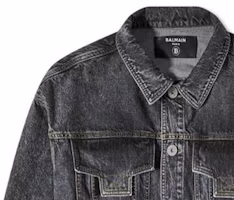 Purchase BALMAIN SS23 Jaket Denim Hitam dengan Banyak Kantong dan Desain Berkerah. AH1TC221DD10-0PC