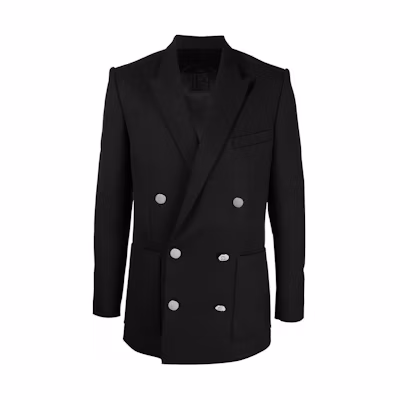 BALMAIN SS23 Black Double-Breasted Long Sleeve Blazer Jacket XH0SI000WB02-0PA