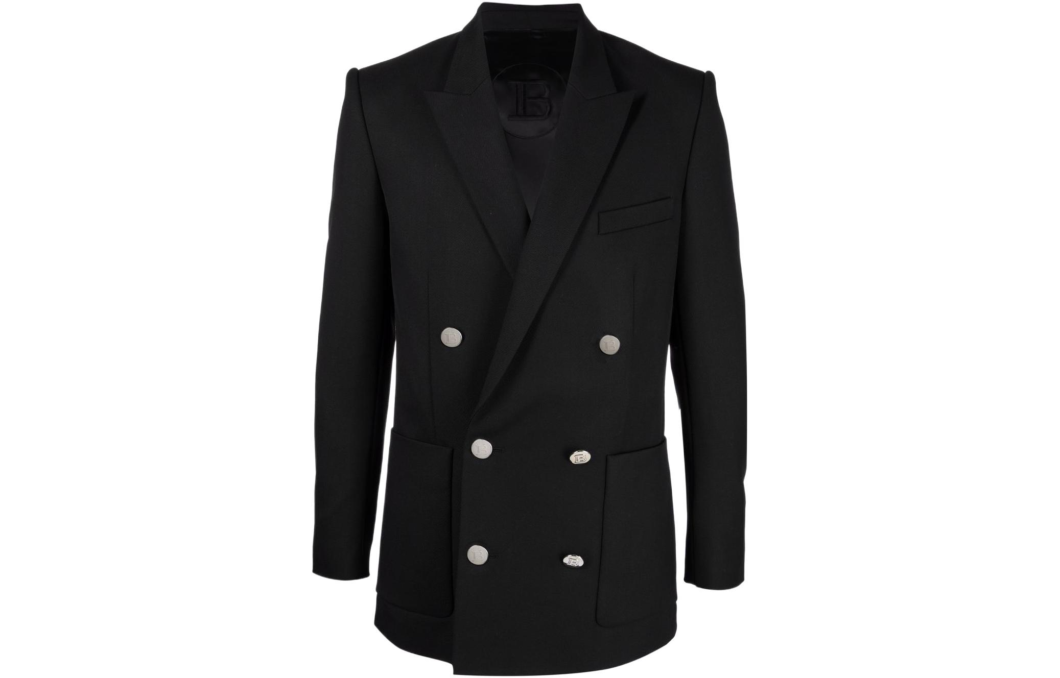 Order 巴尔曼 SS23 黑色双排扣长袖西装外套 XH0SI000WB02-0PA