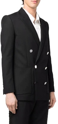 巴尔曼 SS23 黑色双排扣长袖西装外套 XH0SI000WB02-0PA Shop 巴尔曼 SS23 黑色双排扣长袖西装外套 XH0SI000WB02-0PA