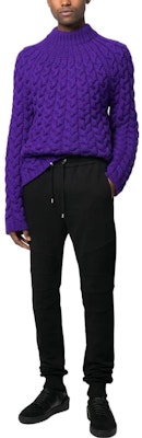 BALMAIN SS23 黑色針織彈性腰帶慢跑褲 AH1OB000BB04EAB Shop BALMAIN SS23 黑色針織彈性腰帶慢跑褲 AH1OB000BB04EAB