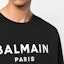 Sizing BALMAIN SS23 Baju-T Hitam Cetakan Huruf Lengan Pendek Crewneck. AH1EG000BB73-EAB
