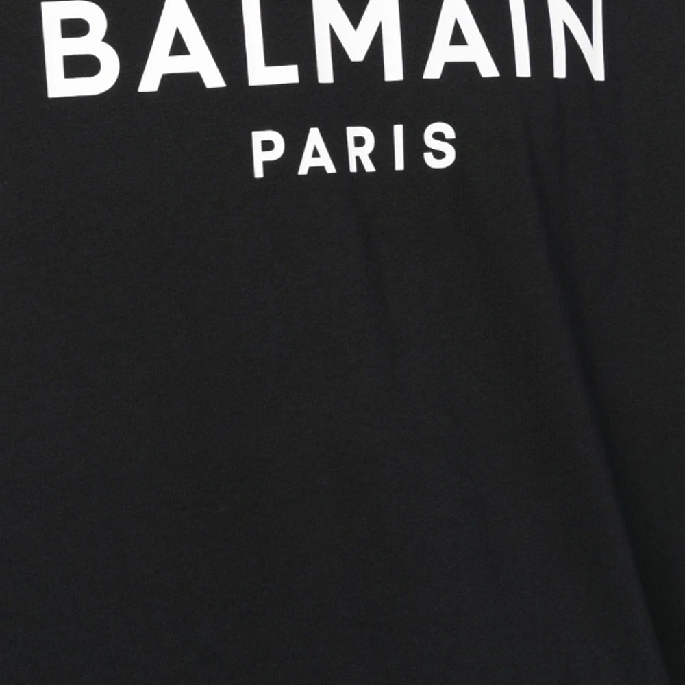 Cheap BALMAIN SS23 Baju-T Hitam Cetakan Huruf Lengan Pendek Crewneck. AH1EG000BB73-EAB