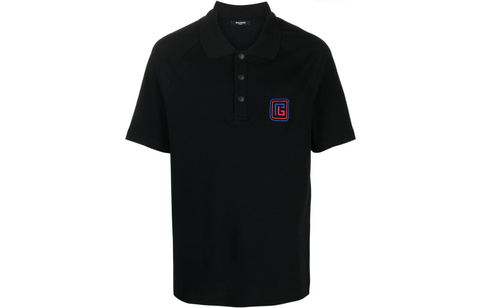 Order BALMAIN SS23 黑色純色刺繡字母POLO衫 BH1GC025BC43-EJJ