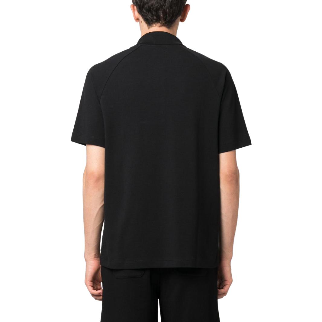 Shop BALMAIN SS23 黑色純色刺繡字母POLO衫 BH1GC025BC43-EJJ