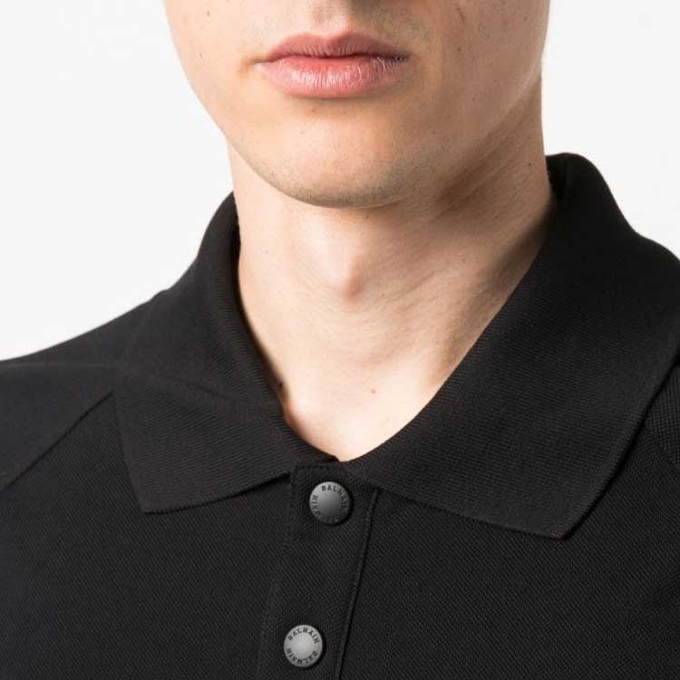 Sizing BALMAIN SS23 黑色純色刺繡字母POLO衫 BH1GC025BC43-EJJ