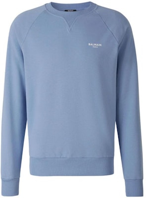 발망 SS23 블루 로고 프린트 크루넥 풀오버 스웨트셔츠 롱슬리브. AH0JQ005BB04-SGF Buy 발망 SS23 블루 로고 프린트 크루넥 풀오버 스웨트셔츠 롱슬리브. AH0JQ005BB04-SGF