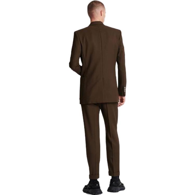 Shop BALMAIN SS23 더블브레스트 캐주얼 블레이저 라이트 브라운 AH0SG030WB028AN