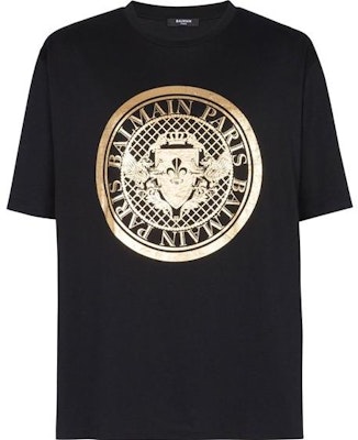 BALMAIN SS23 Baju T-Shirt Leher Bulat Cetakan Grafik Hitam AH1EG000BC05-EAD Buy BALMAIN SS23 Baju T-Shirt Leher Bulat Cetakan Grafik Hitam AH1EG000BC05-EAD