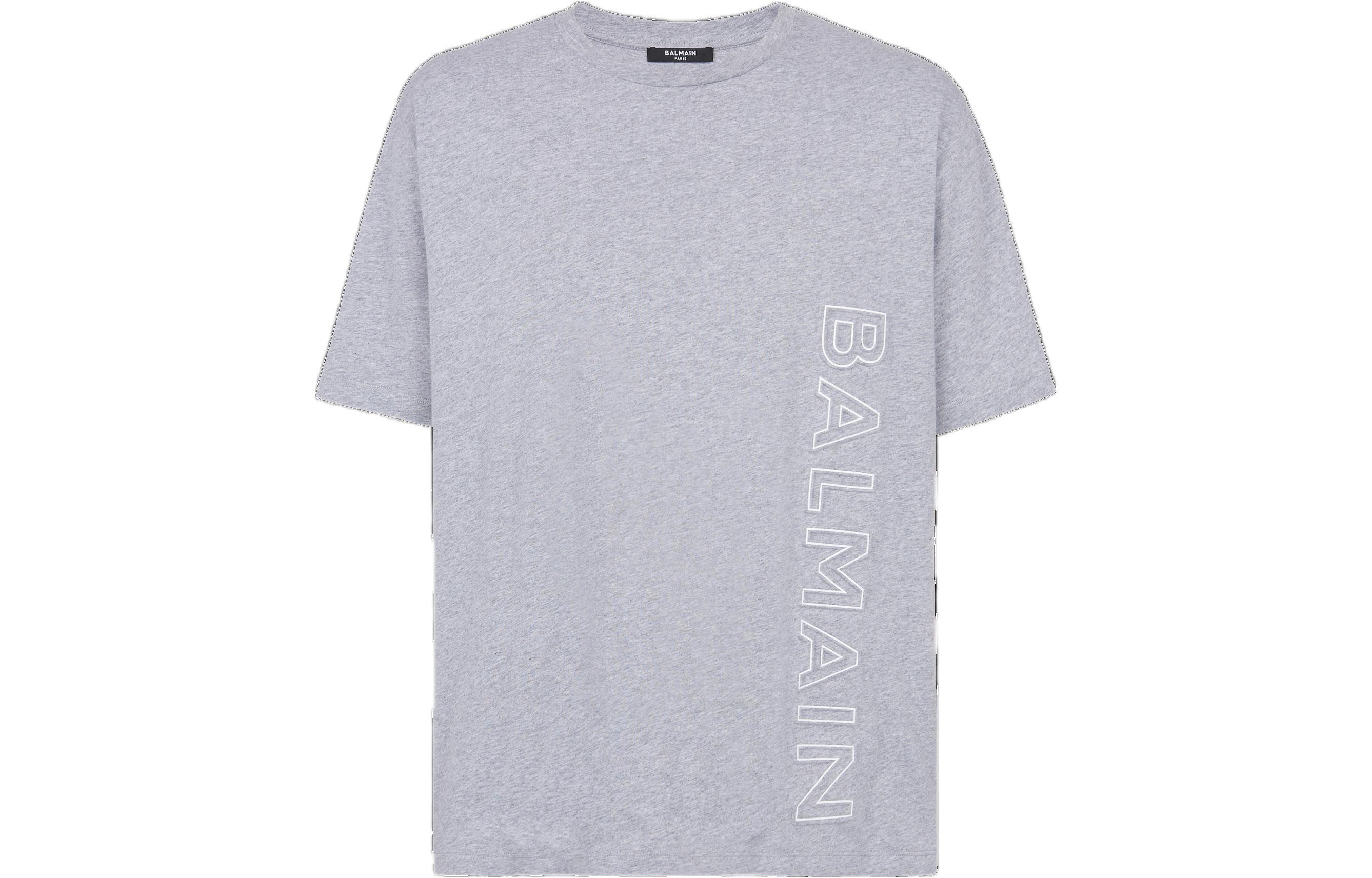 BALMAIN SS23  Grey Logo Print Crew Neck Short Sleeve T-Shirt. AH1EG010BC22-YDU 圖 2