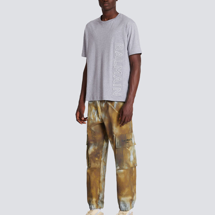 BALMAIN SS23  Grey Logo Print Crew Neck Short Sleeve T-Shirt. AH1EG010BC22-YDU 圖 5