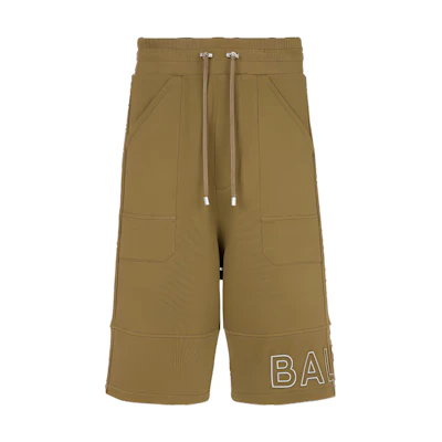 BALMAIN SS23 High-Waist Brown Shorts with Embroidered Logo. AH1OA110BC22UEN