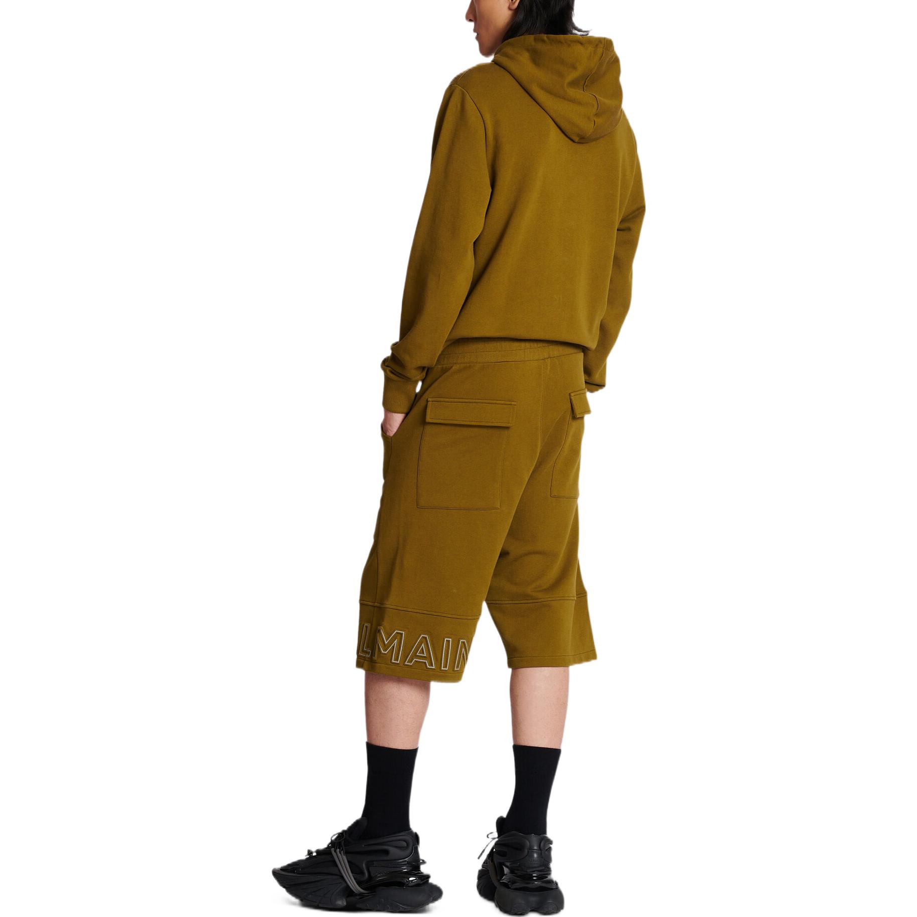 Shop 巴尔曼 SS23 高腰棕色刺绣Logo短裤 AH1OA110BC22UEN