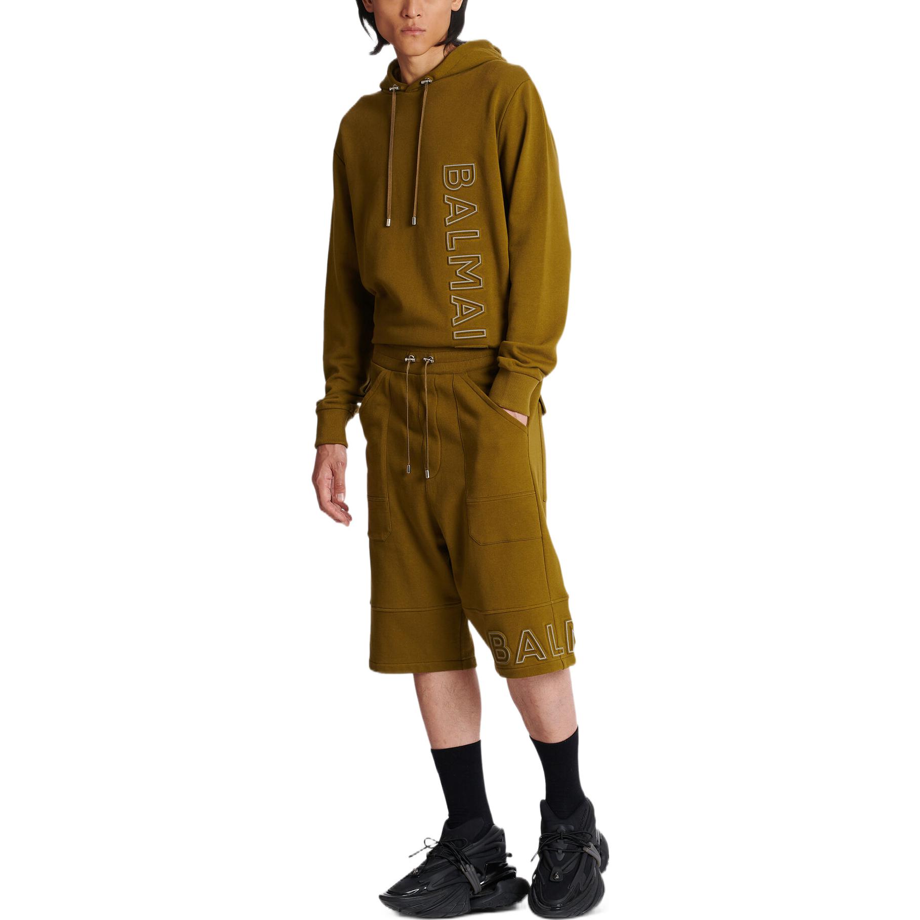 Purchase 巴尔曼 SS23 高腰棕色刺绣Logo短裤 AH1OA110BC22UEN