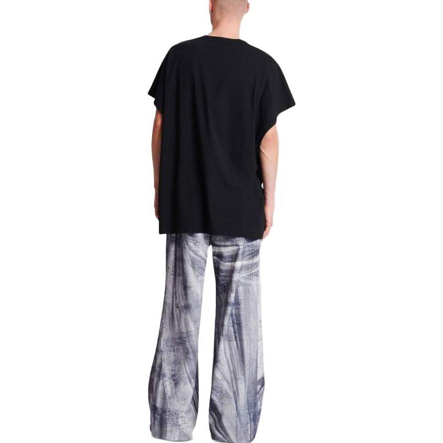 Shop BALMAIN SS23  Logo Graphic Print Black Short Sleeve T-Shirt. AH0EG060GC79-EGQ