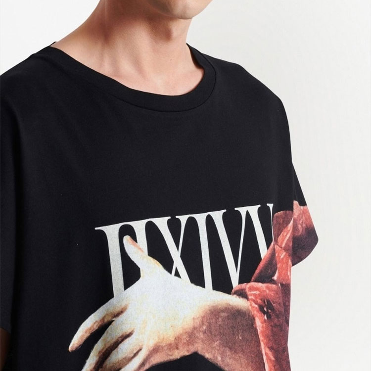 Sizing BALMAIN SS23  Logo Graphic Print Black Short Sleeve T-Shirt. AH0EG060GC79-EGQ