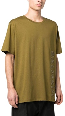 BALMAIN SS23 Olive Logo Print Crewneck Short Sleeve T-Shirt. AH1EG010BC22-UEN Purchase BALMAIN SS23 Olive Logo Print Crewneck Short Sleeve T-Shirt. AH1EG010BC22-UEN